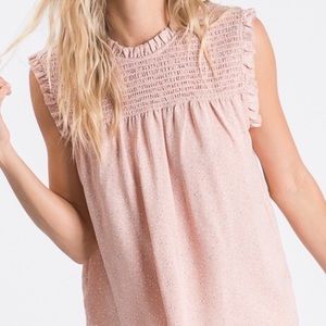 🆕 NWT Pink Smocked Sleeveless Top